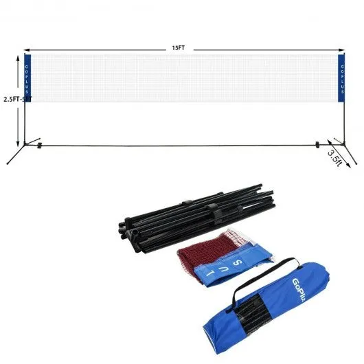 14' x 5' Portable Beach Training Badminton Net with Carrying Bag