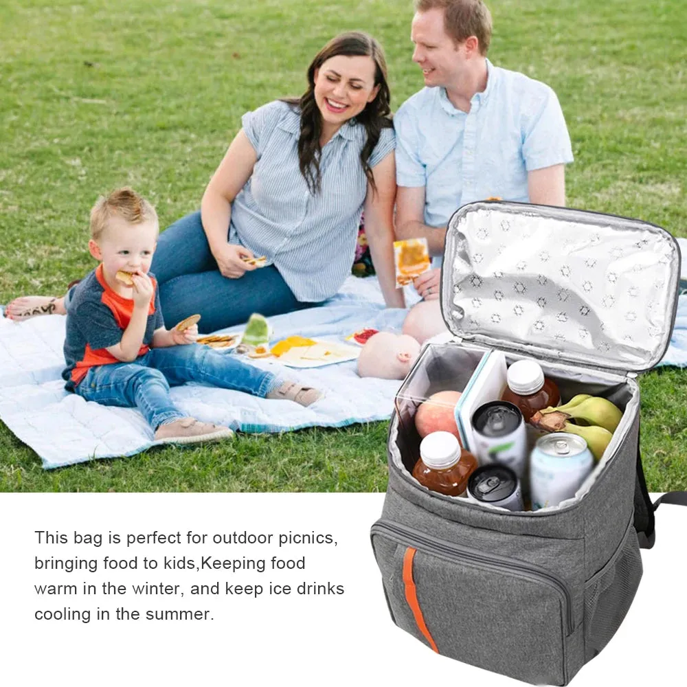 18L Large Capacity Leak Proof Lunch Backpack Thermal and Warm Insulated Bag Outdoor Food and Beverage Storage Shoulder Bag