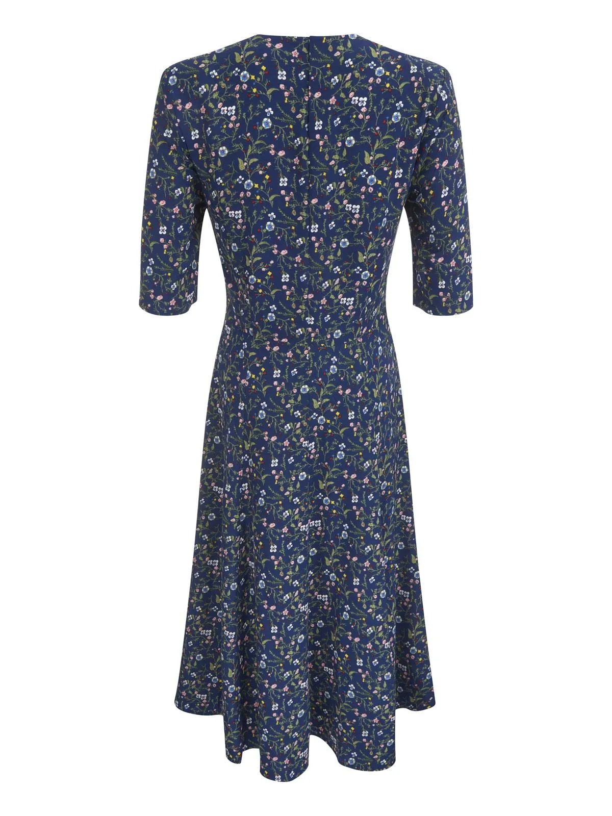 1940s Vintage Floral Tribute Tea Dress in Navy Blue