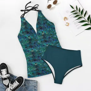 2-Piece Women's Halter Tankini 48KA01 (All-Over Printing)