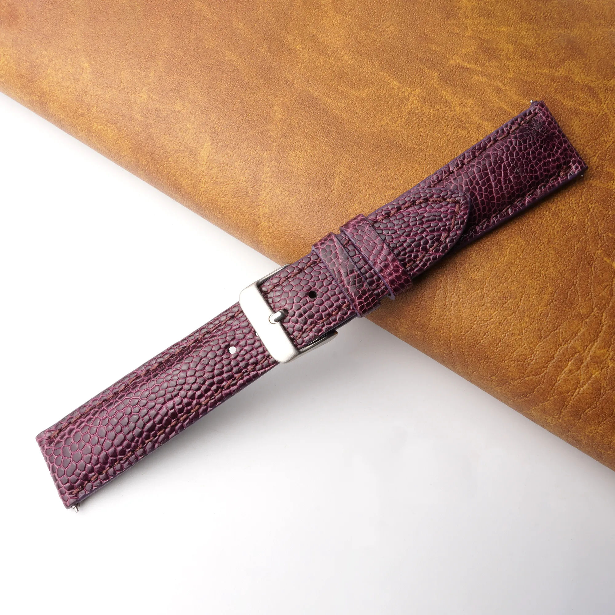 20mm Purple Unique Ostrich Leather Watch Band For Men | DH-170C