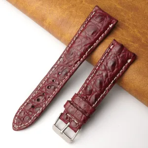 22mm Burgundy Unique Pattern Alligator Leather Watch Band For Men DH-224Q