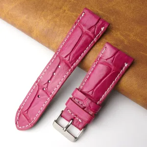 26mm Pink Unique Pattern Alligator Leather Watch Band For Men DH-226N