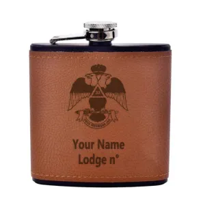 33rd Degree Scottish Rite Flask - Wings Down Leather & Stainless Steel