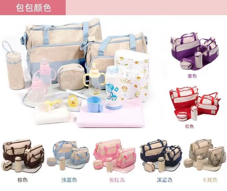 5 Pcs Large Capacity Maternity Shoulder Bag Set