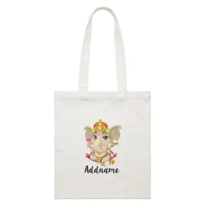 Artistic Ganesha Addname White Canvas Bag