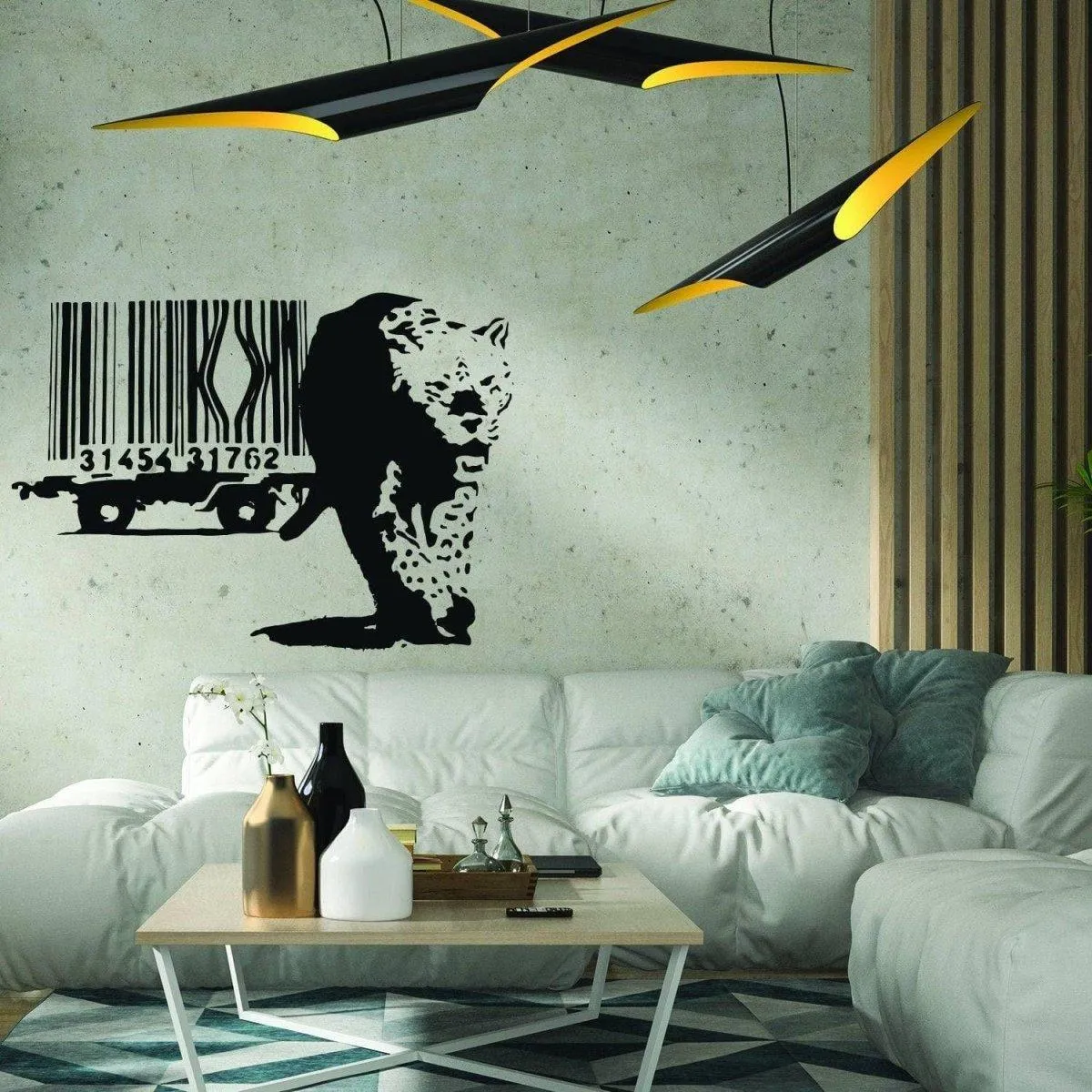 Artistic Leopard Barcode Wall Sticker - Trendy Wall Decal Design