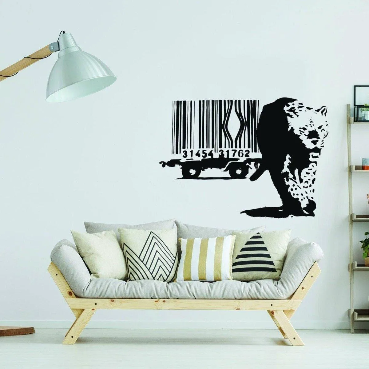 Artistic Leopard Barcode Wall Sticker - Trendy Wall Decal Design