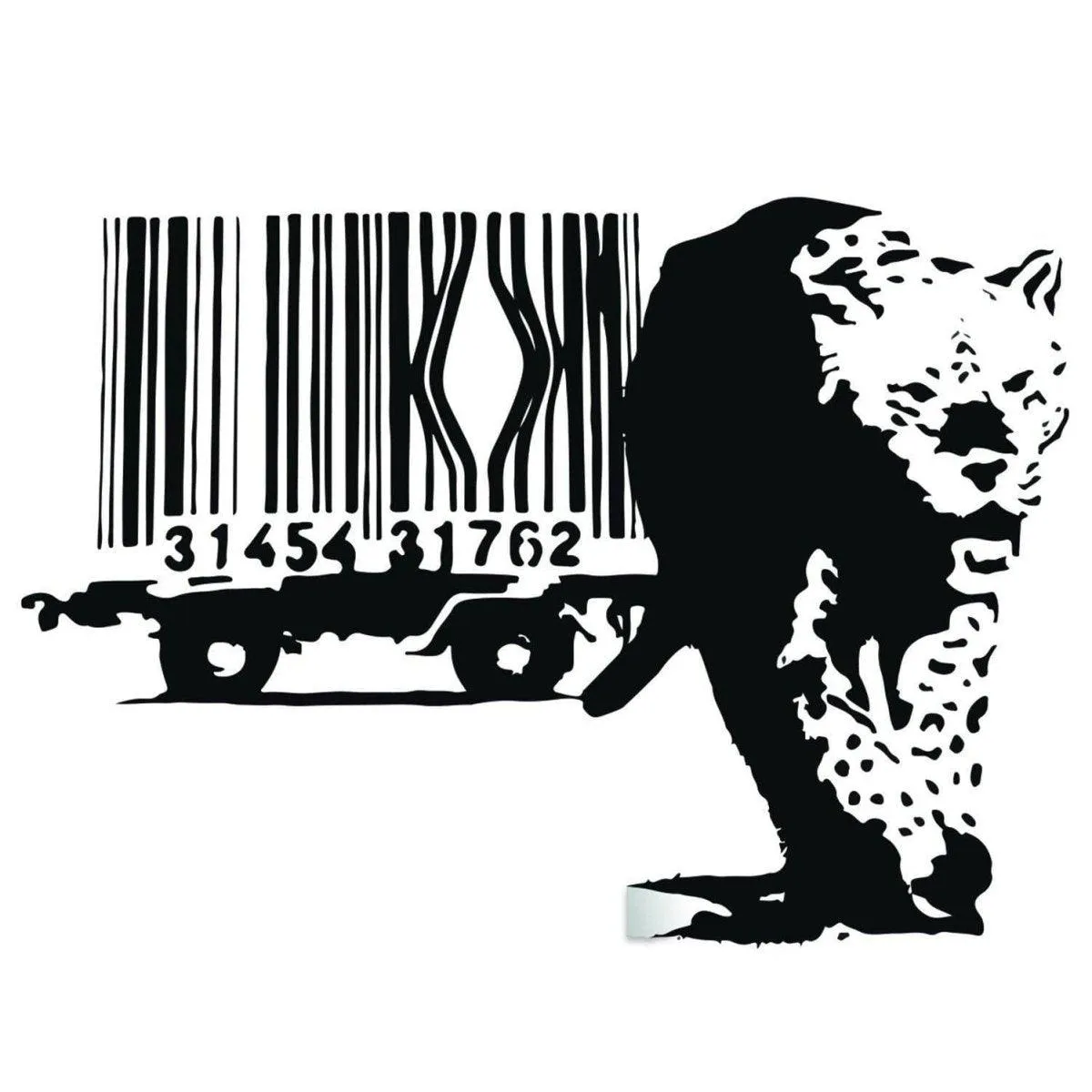 Artistic Leopard Barcode Wall Sticker - Trendy Wall Decal Design