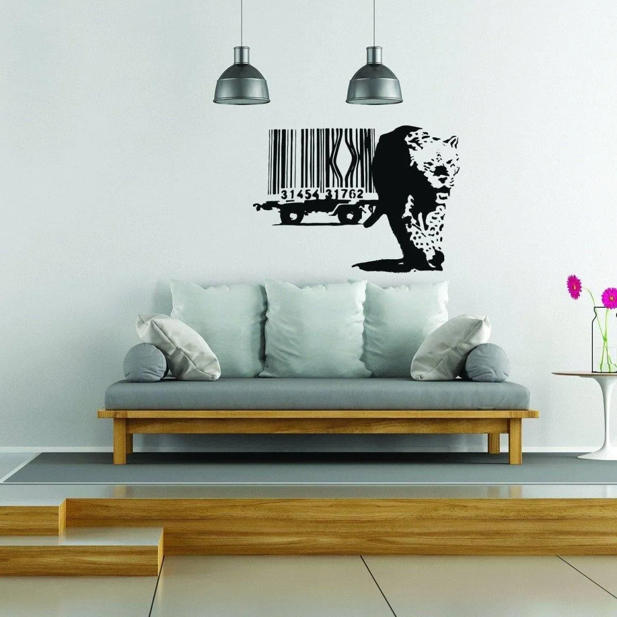 Artistic Leopard Barcode Wall Sticker - Trendy Wall Decal Design