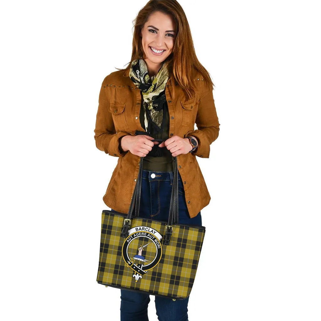 Barclay Dress Tartan Leather Tote Bag with Family Crest