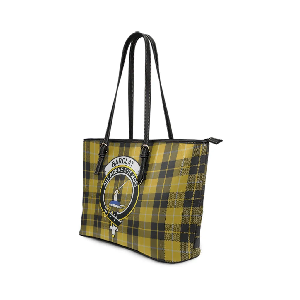 Barclay Dress Tartan Leather Tote Bag with Family Crest