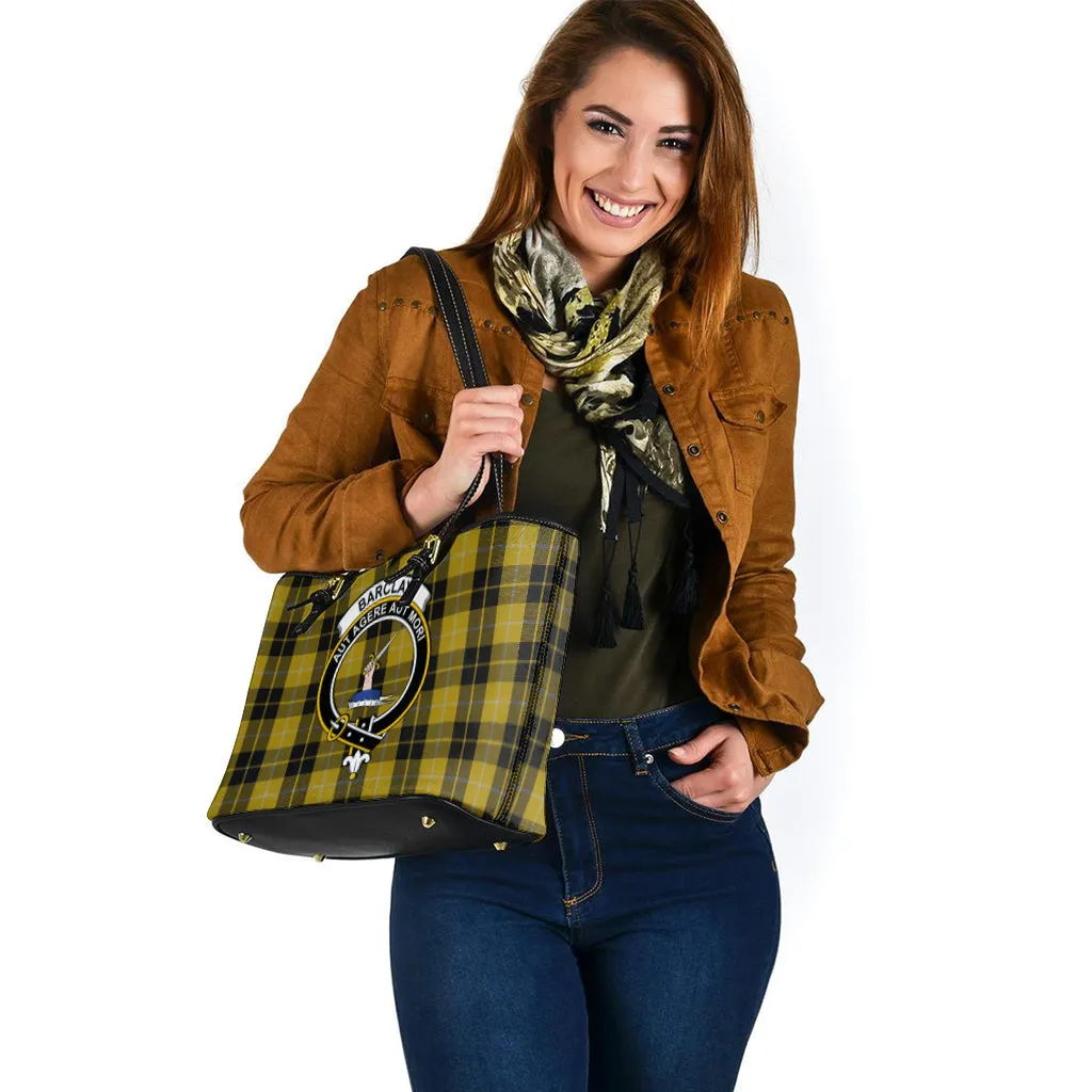 Barclay Dress Tartan Leather Tote Bag with Family Crest