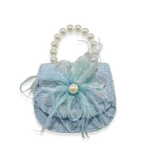 Blue Feather Floral Tweed Purse