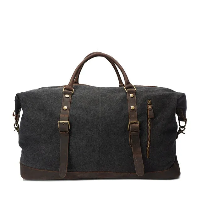 Canvas Crazy Horse Leather Men Travel Bags