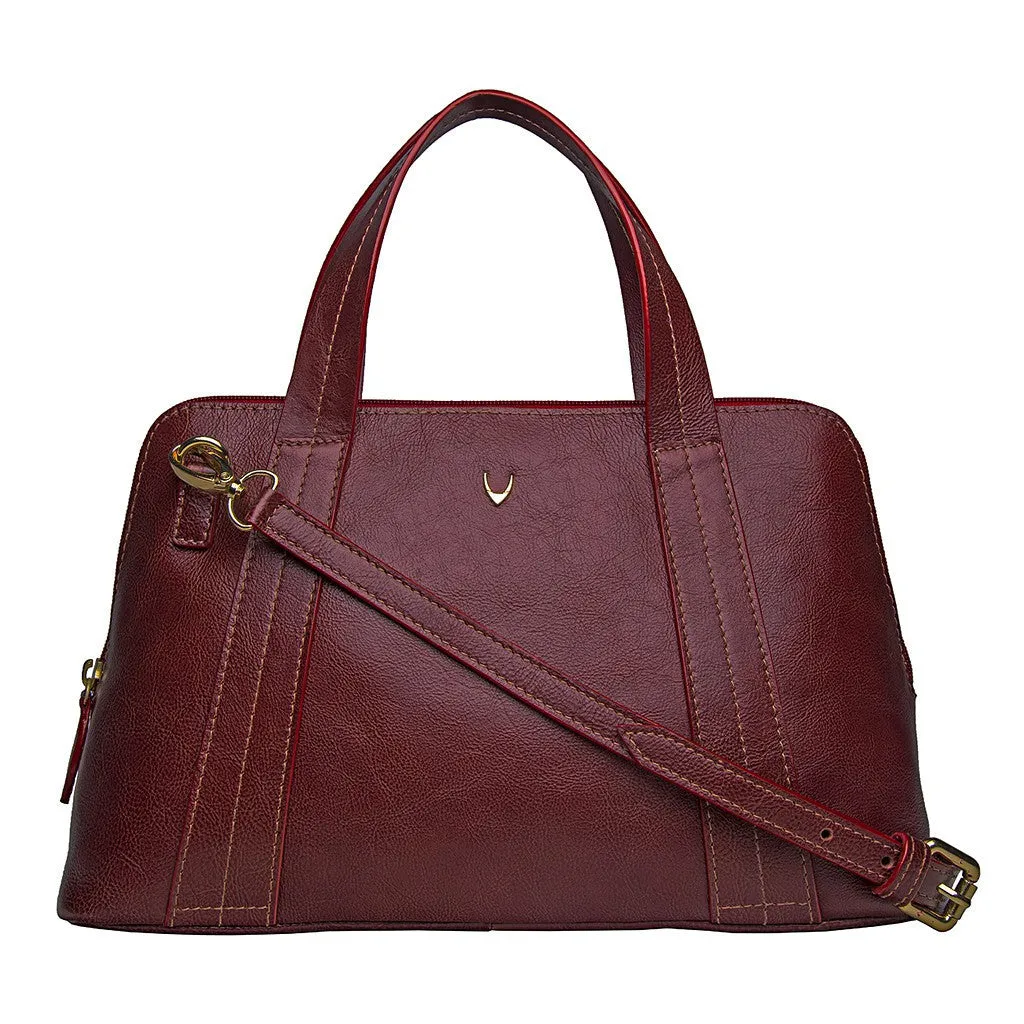 Cerys Leather Satchel in Red