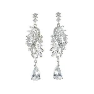 Classic Elegant Unique CZ Dangle Brass Earrings