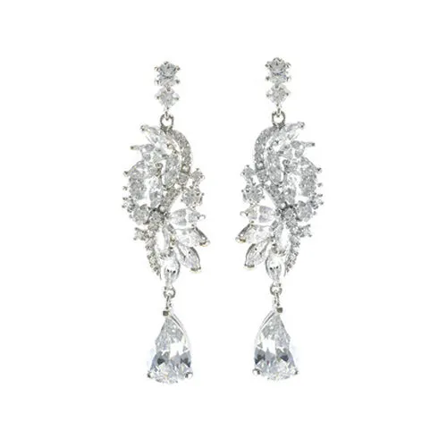 Classic Elegant Unique CZ Dangle Brass Earrings