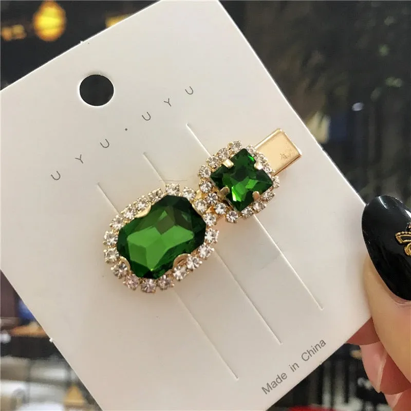 deanwangkt  New Green Crystal Hair Clip Hairpins for Women Fashion Simulated Pearl Hair Accessories Set Luxury Wedding Female Ornaments