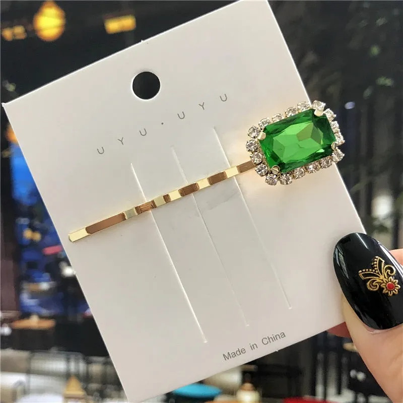 deanwangkt  New Green Crystal Hair Clip Hairpins for Women Fashion Simulated Pearl Hair Accessories Set Luxury Wedding Female Ornaments