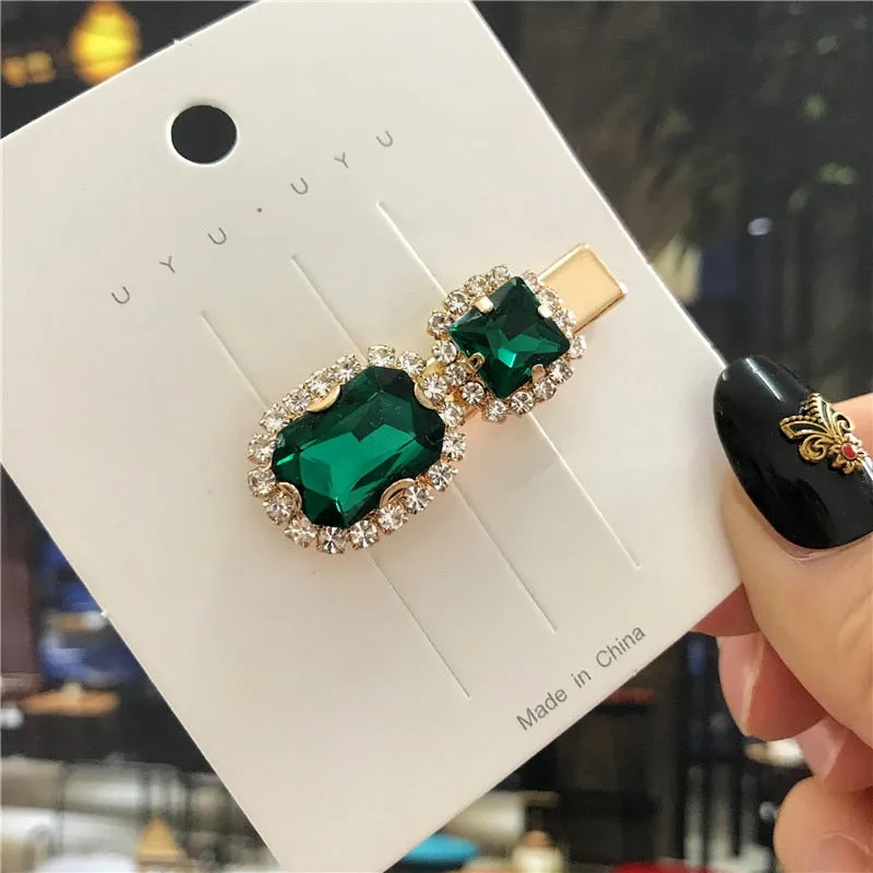 deanwangkt  New Green Crystal Hair Clip Hairpins for Women Fashion Simulated Pearl Hair Accessories Set Luxury Wedding Female Ornaments