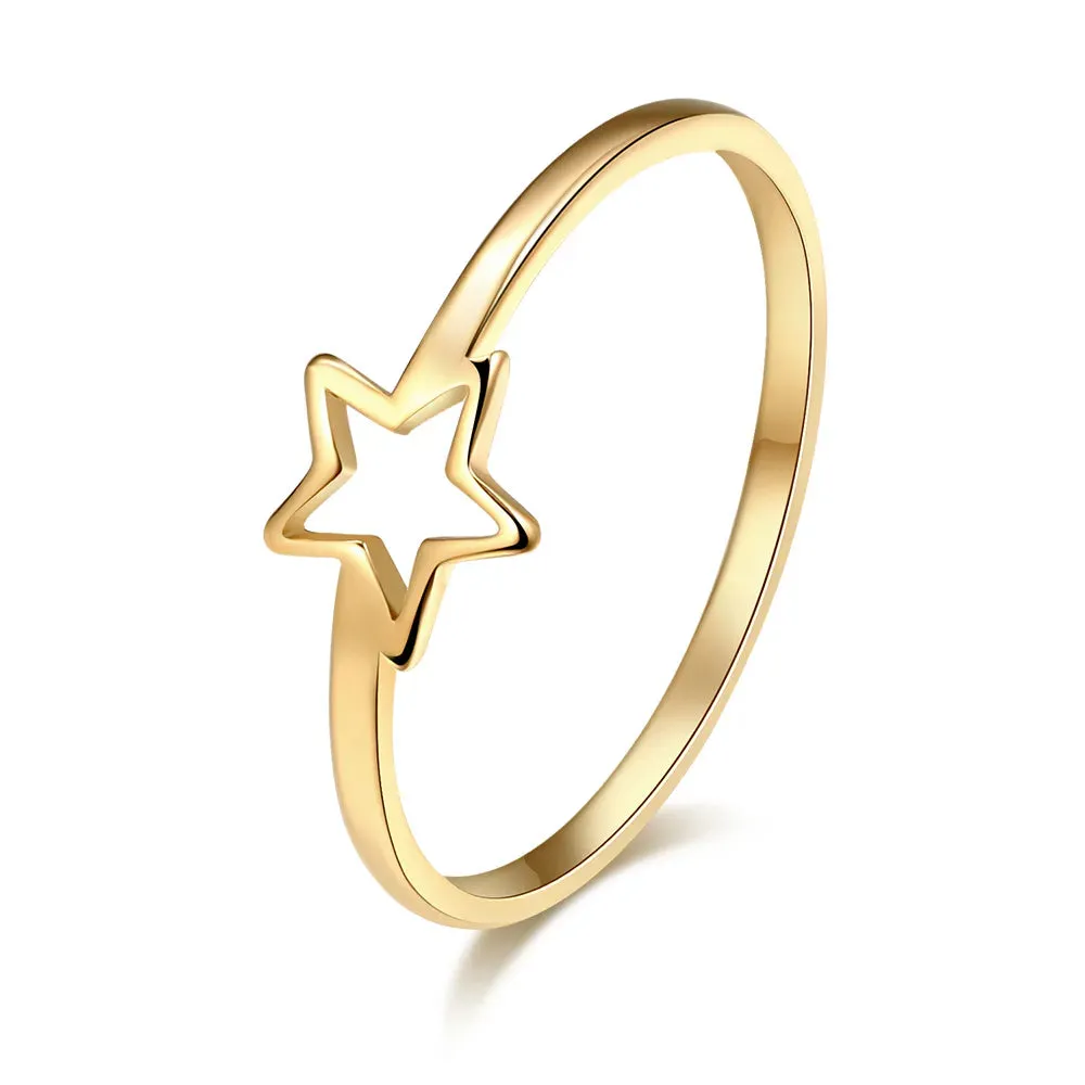 DOTIFI New daily For Women Ring 316L Stainless Steel Jewelry Hollow Five-Pointed Star Female Birthday Party Gift R307