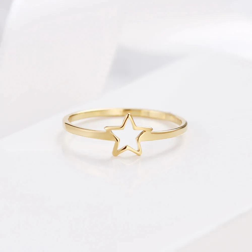 DOTIFI New daily For Women Ring 316L Stainless Steel Jewelry Hollow Five-Pointed Star Female Birthday Party Gift R307