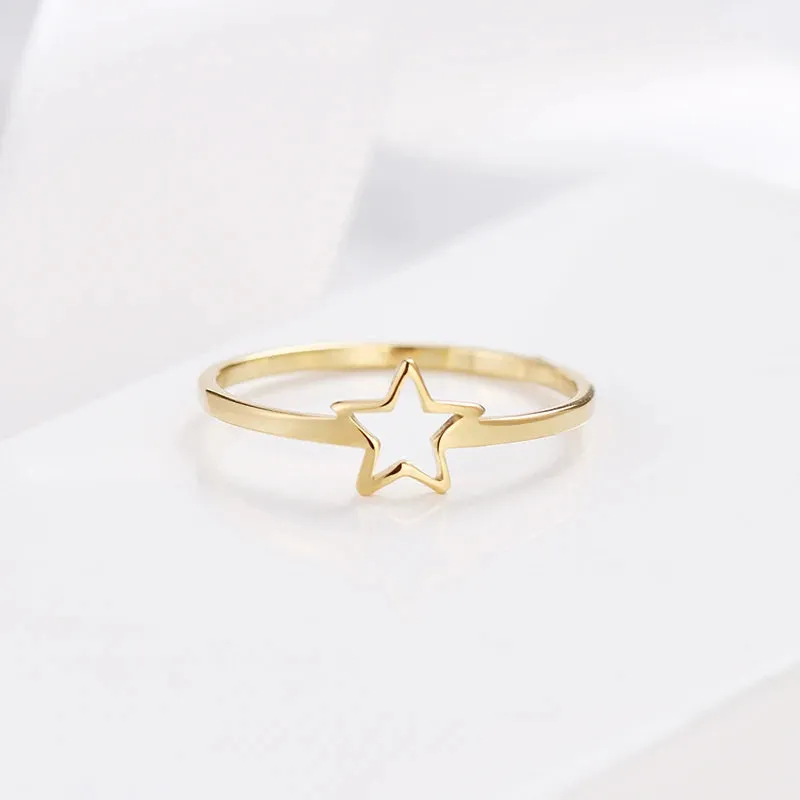 DOTIFI New daily For Women Ring 316L Stainless Steel Jewelry Hollow Five-Pointed Star Female Birthday Party Gift R307