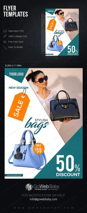 Flyer Templates - Stylish Handbags For Website Marketing