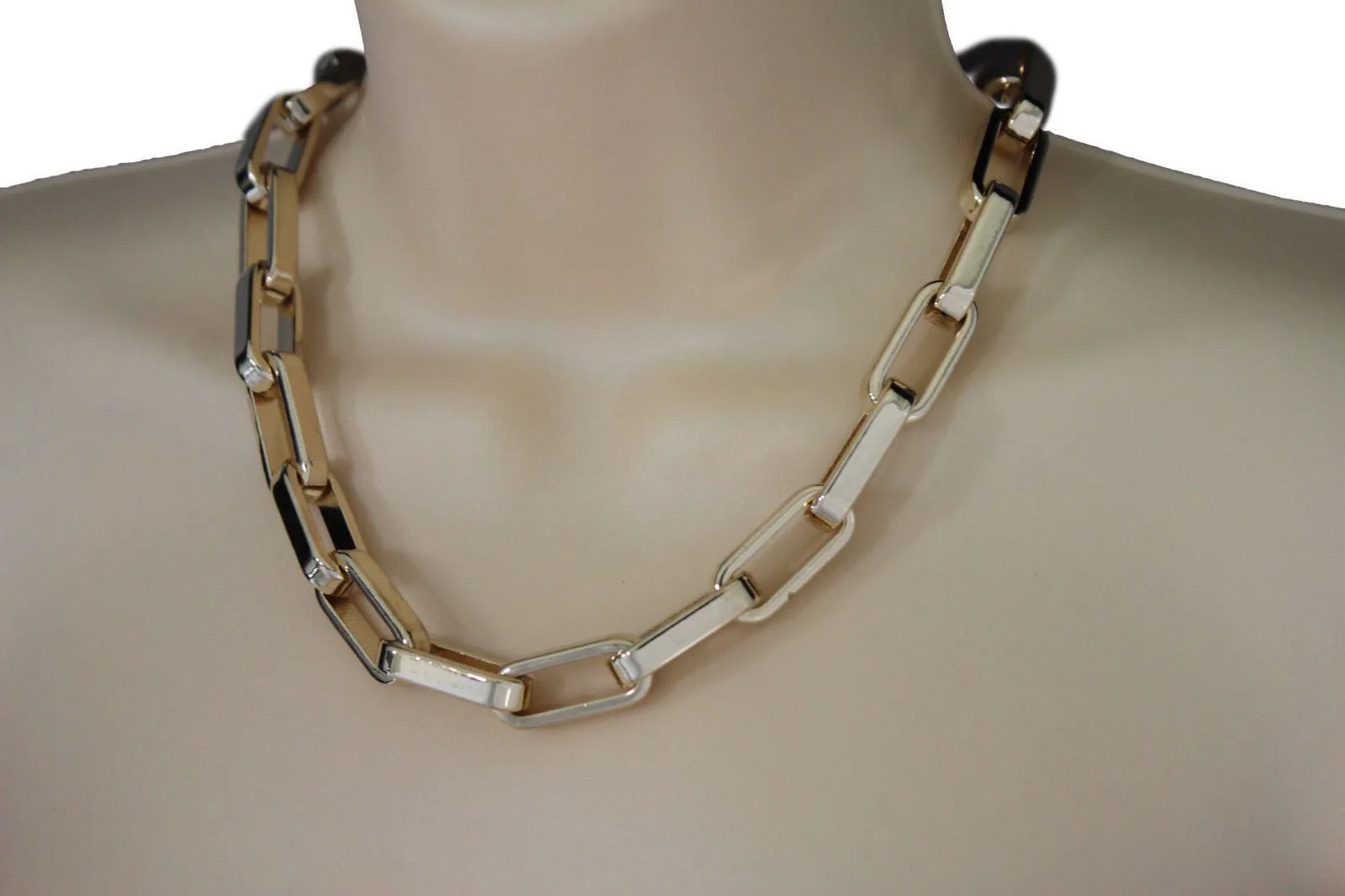 Gold Plastic Chain Square Links light weight Short Necklace