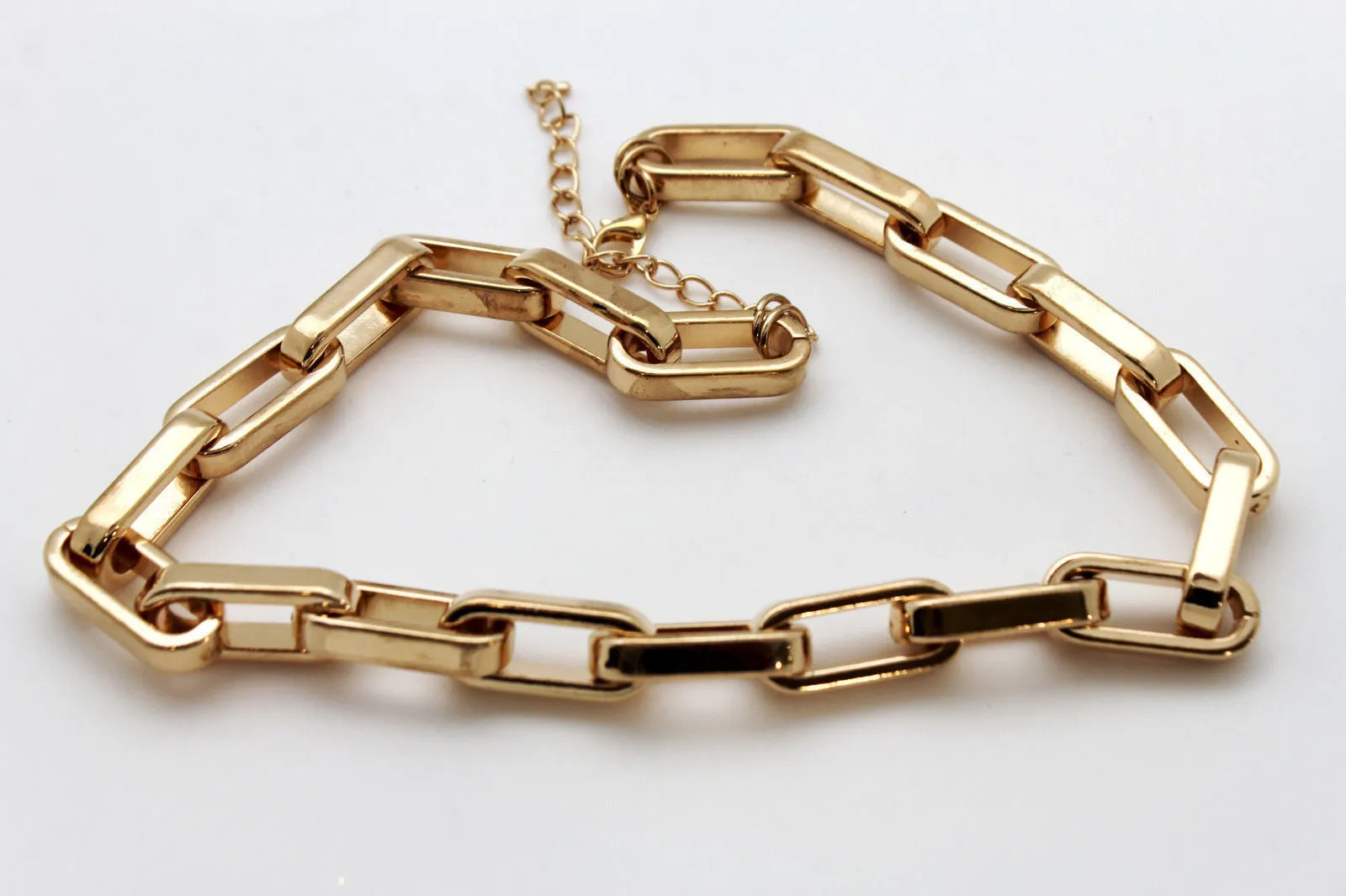 Gold Plastic Chain Square Links light weight Short Necklace