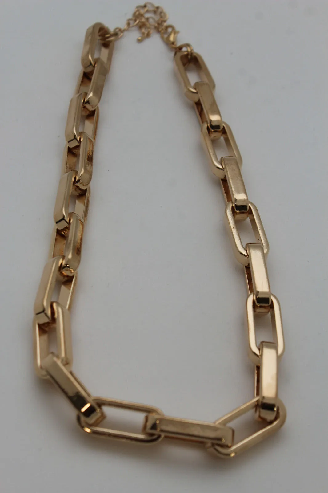 Gold Plastic Chain Square Links light weight Short Necklace