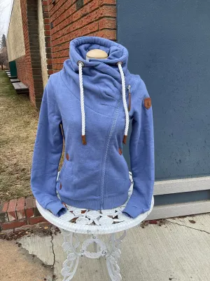 Hestia Min Blue Side Zip Hoodie