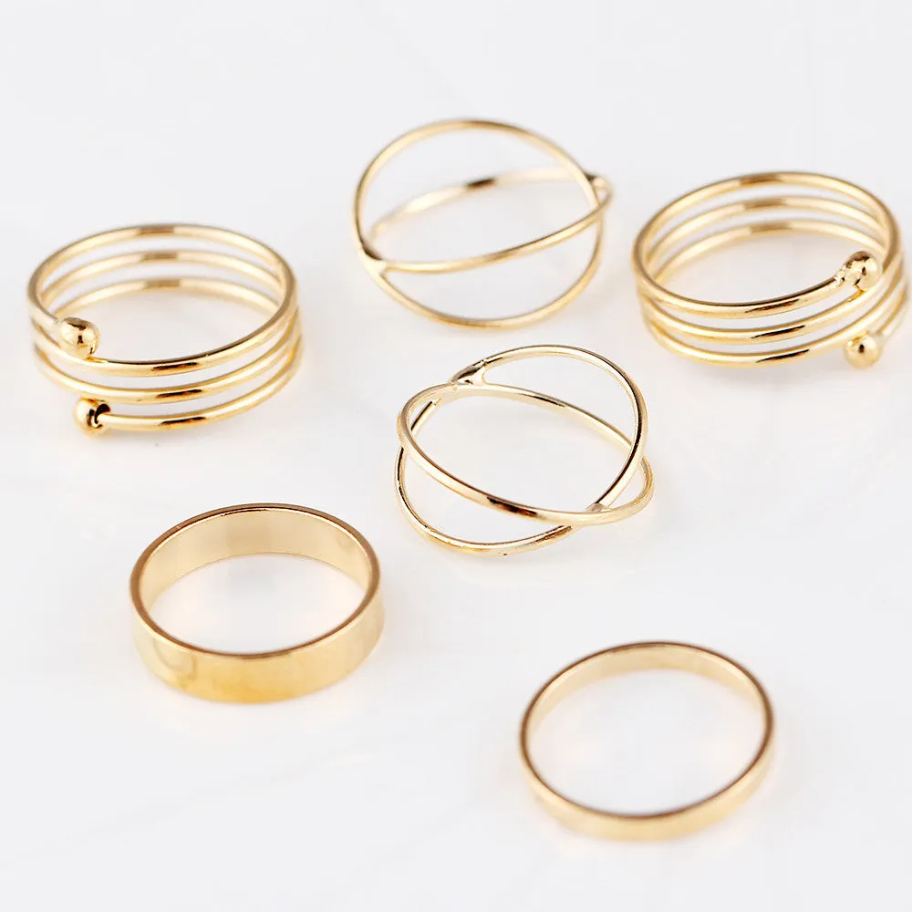 Hot Unique Ring Set Gold Plated Knuckle Rings for women