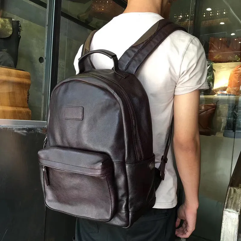 HOTan and NEWn Retro Men's Cowhide Backpack Large Capacity Multi-Functional Business Backpack Men's and Women's Travel Bag 8595