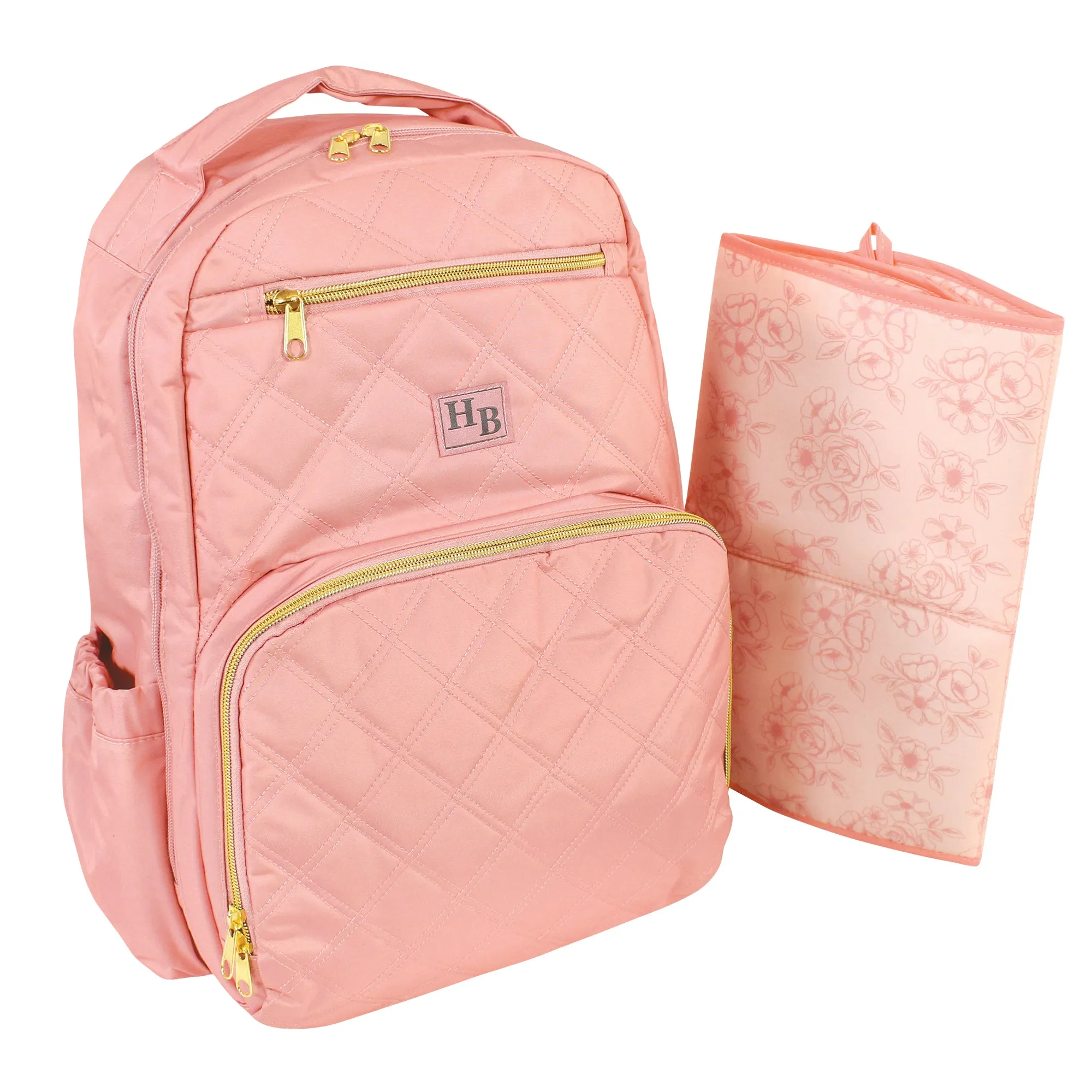 Hudson Baby Premium Diaper Bag Backpack and Changing Pad, Blush