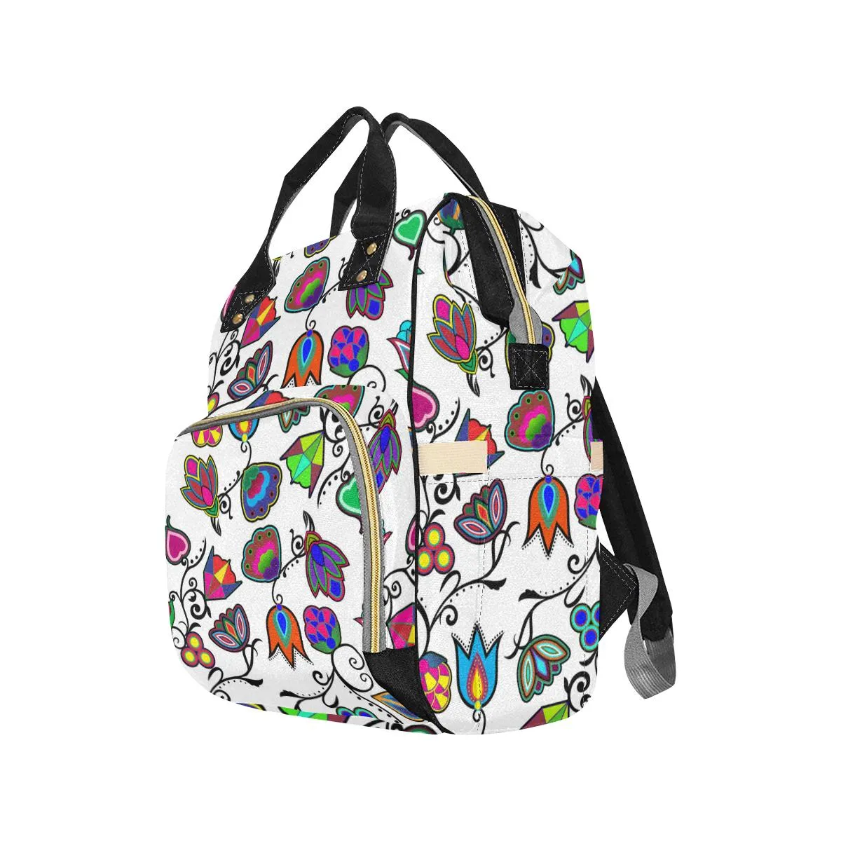 Indigenous Paisley - White Multi-Function Diaper Backpack