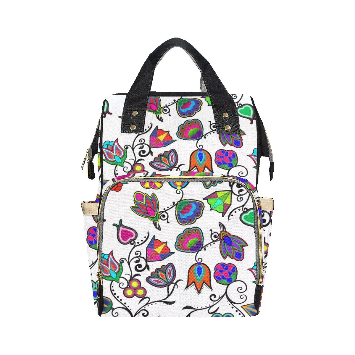 Indigenous Paisley - White Multi-Function Diaper Backpack