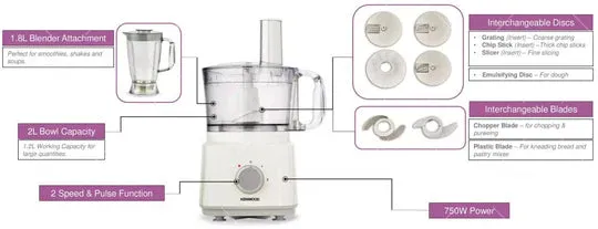 Kenwood, 750W Multi-Functional Food Processor