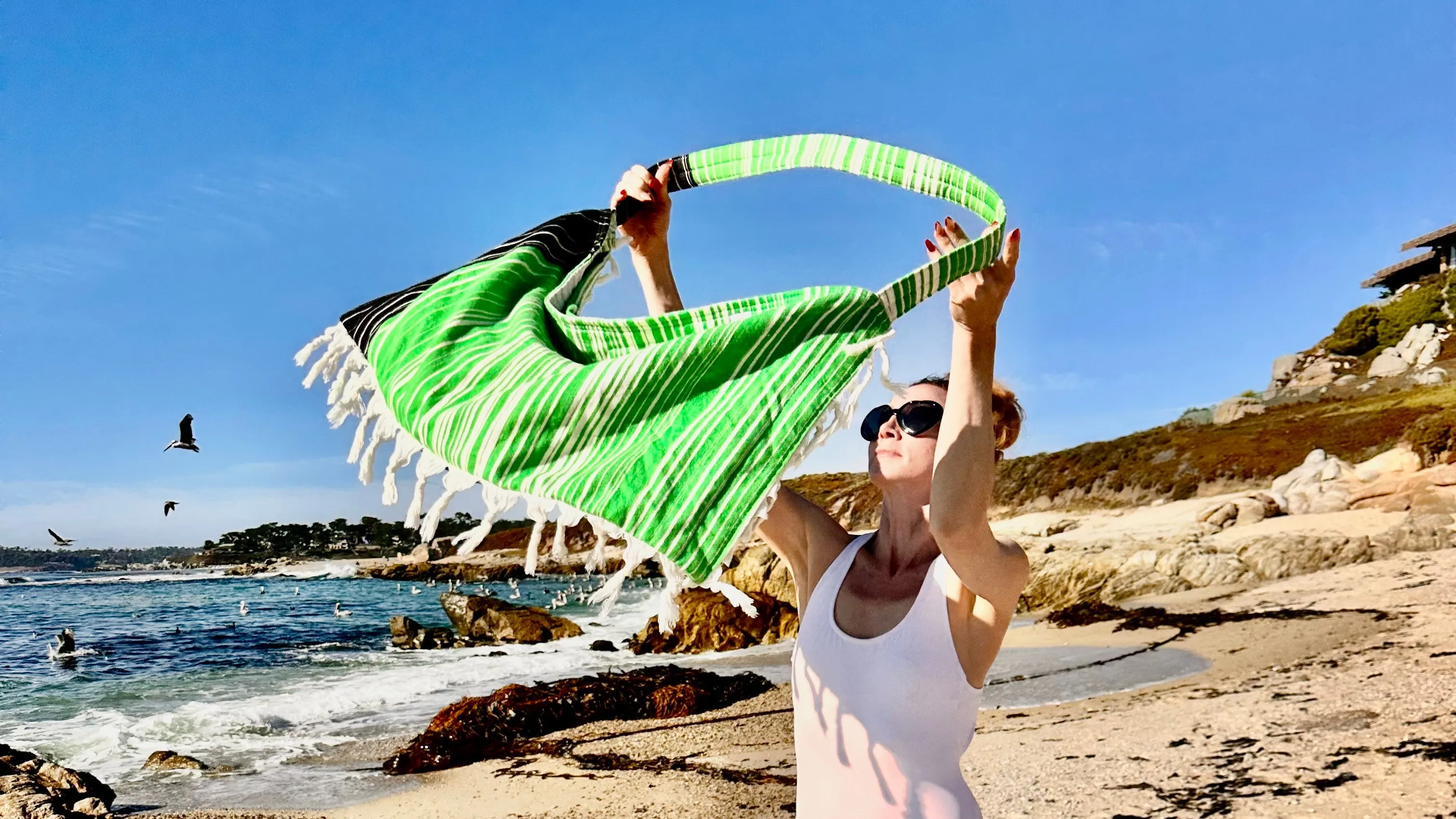 Kiawah Green & Black Striped Bag