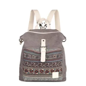 KIylethomasw Ethnic Style Flower Embroidery Girl School Backpack Purse Women Ladies Fashion Casual Lightweight Shoulder Bag Travel Daypack