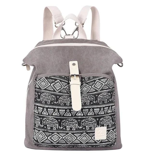 KIylethomasw Ethnic Style Flower Embroidery Girl School Backpack Purse Women Ladies Fashion Casual Lightweight Shoulder Bag Travel Daypack