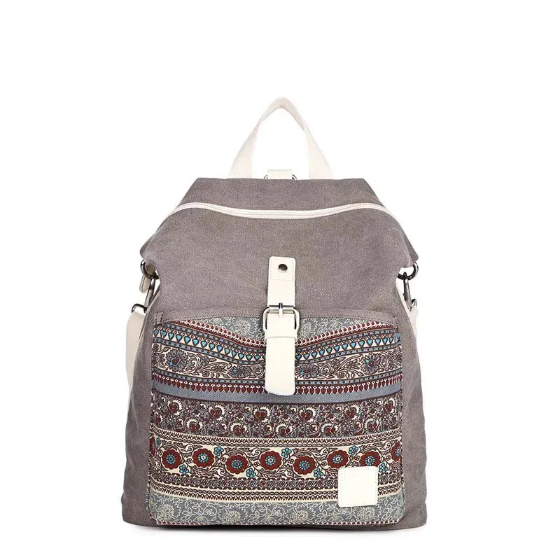 KIylethomasw Ethnic Style Flower Embroidery Girl School Backpack Purse Women Ladies Fashion Casual Lightweight Shoulder Bag Travel Daypack