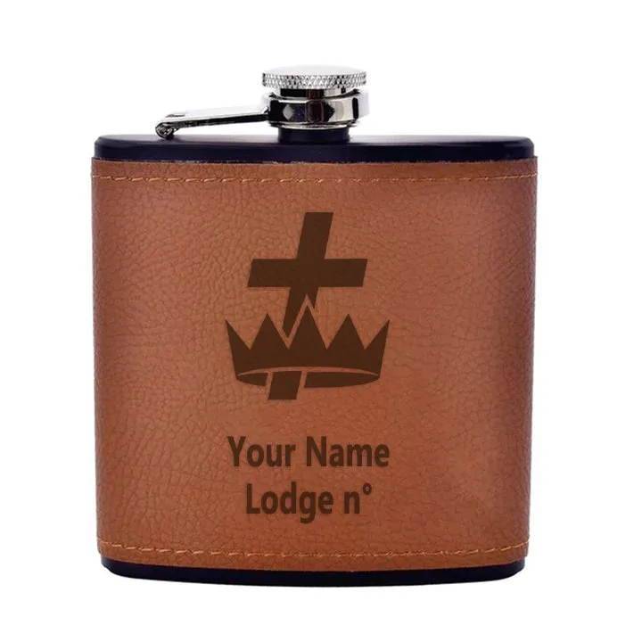 Knights Templar Commandery Flask - Leather & Stainless Steel