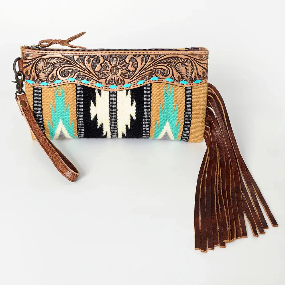 Leather Saddle Blanket Fringe Wristlet