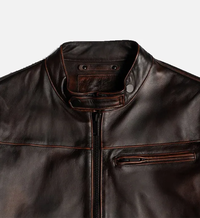 Men's Roadster Black Coffee Leather Jacket