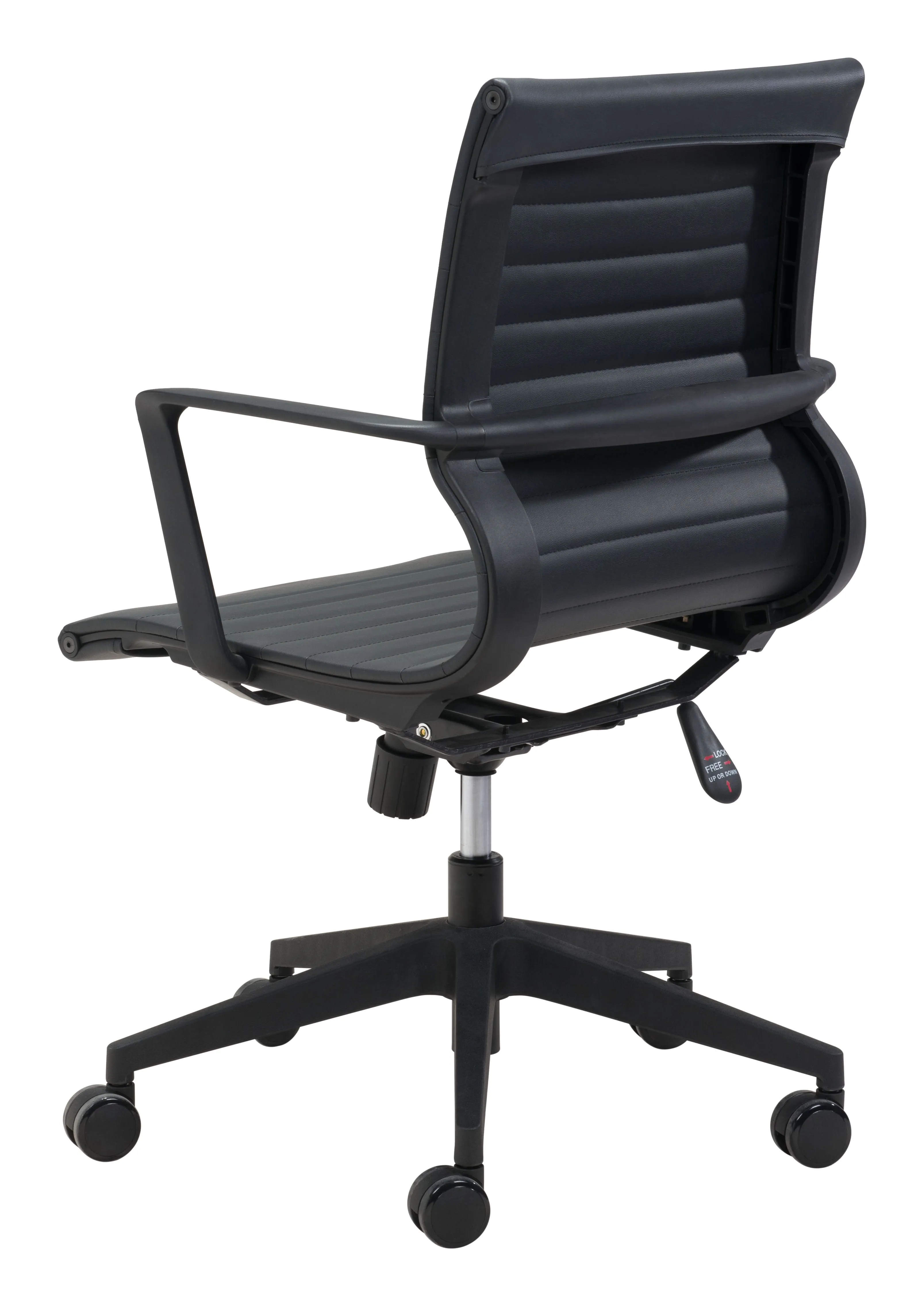 Modern Black Office Chair with Unique Ribbed Back