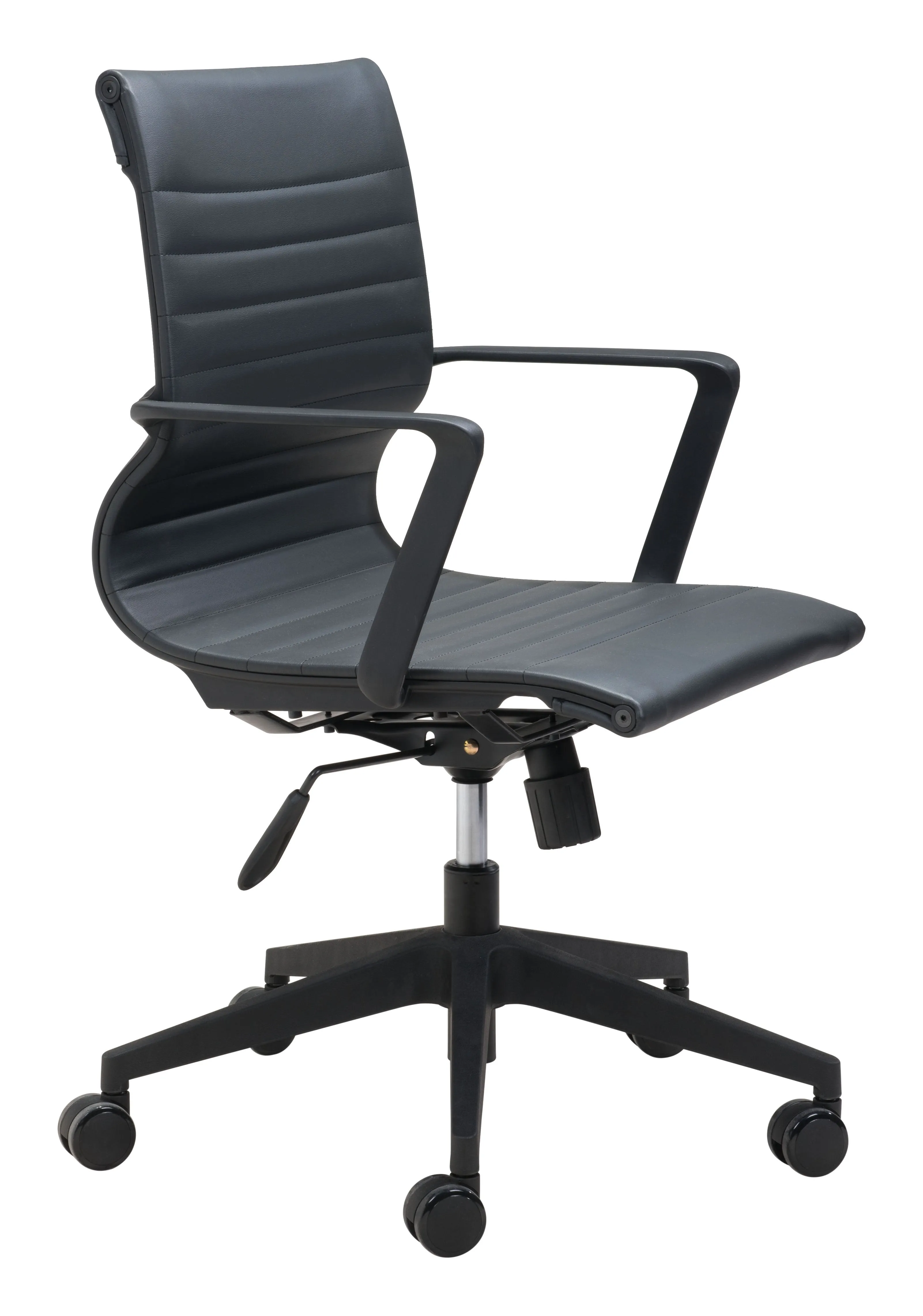 Modern Black Office Chair with Unique Ribbed Back