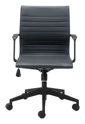 Modern Black Office Chair with Unique Ribbed Back