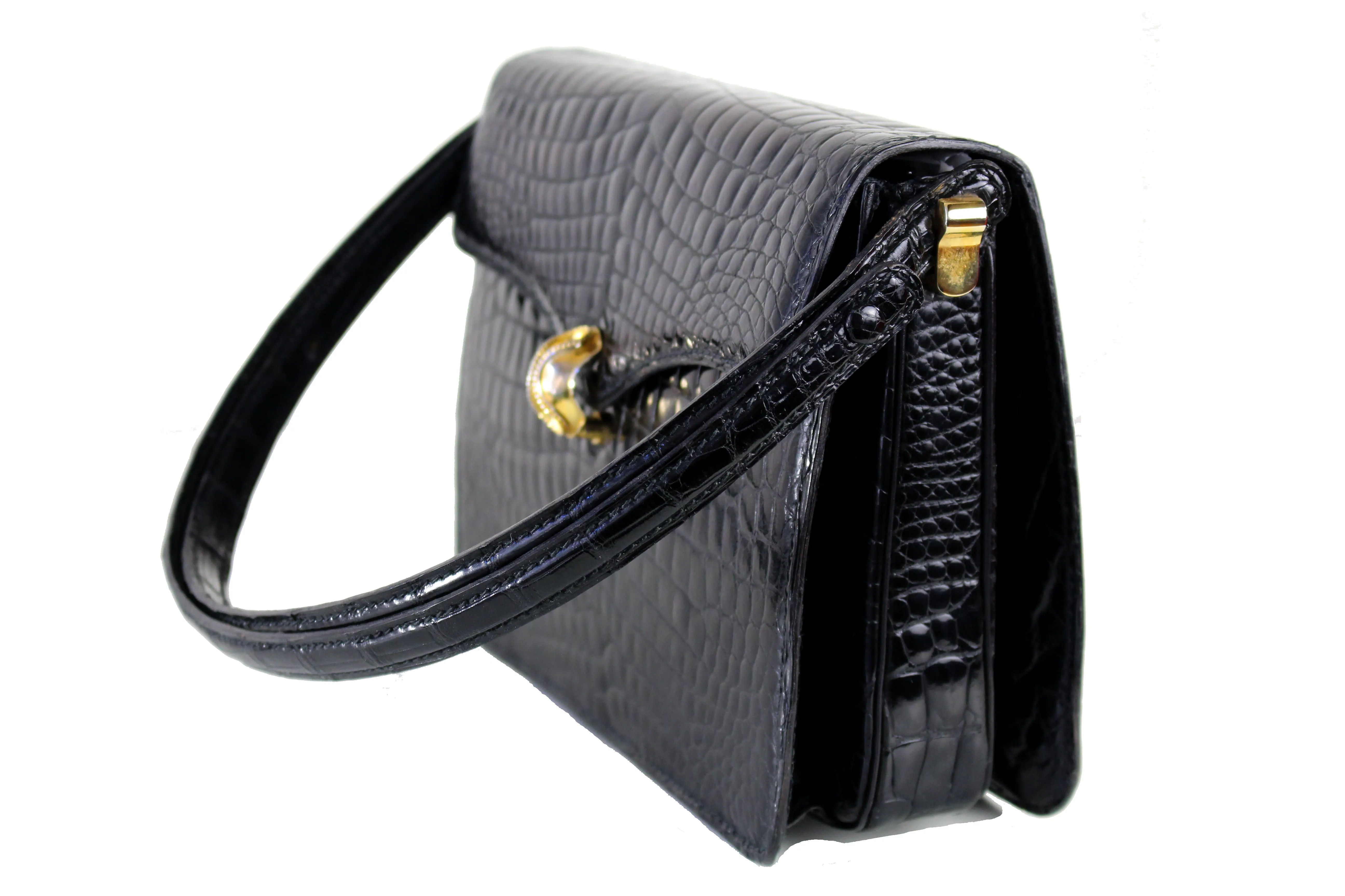 MORABITO black baby crocodile skin handbag